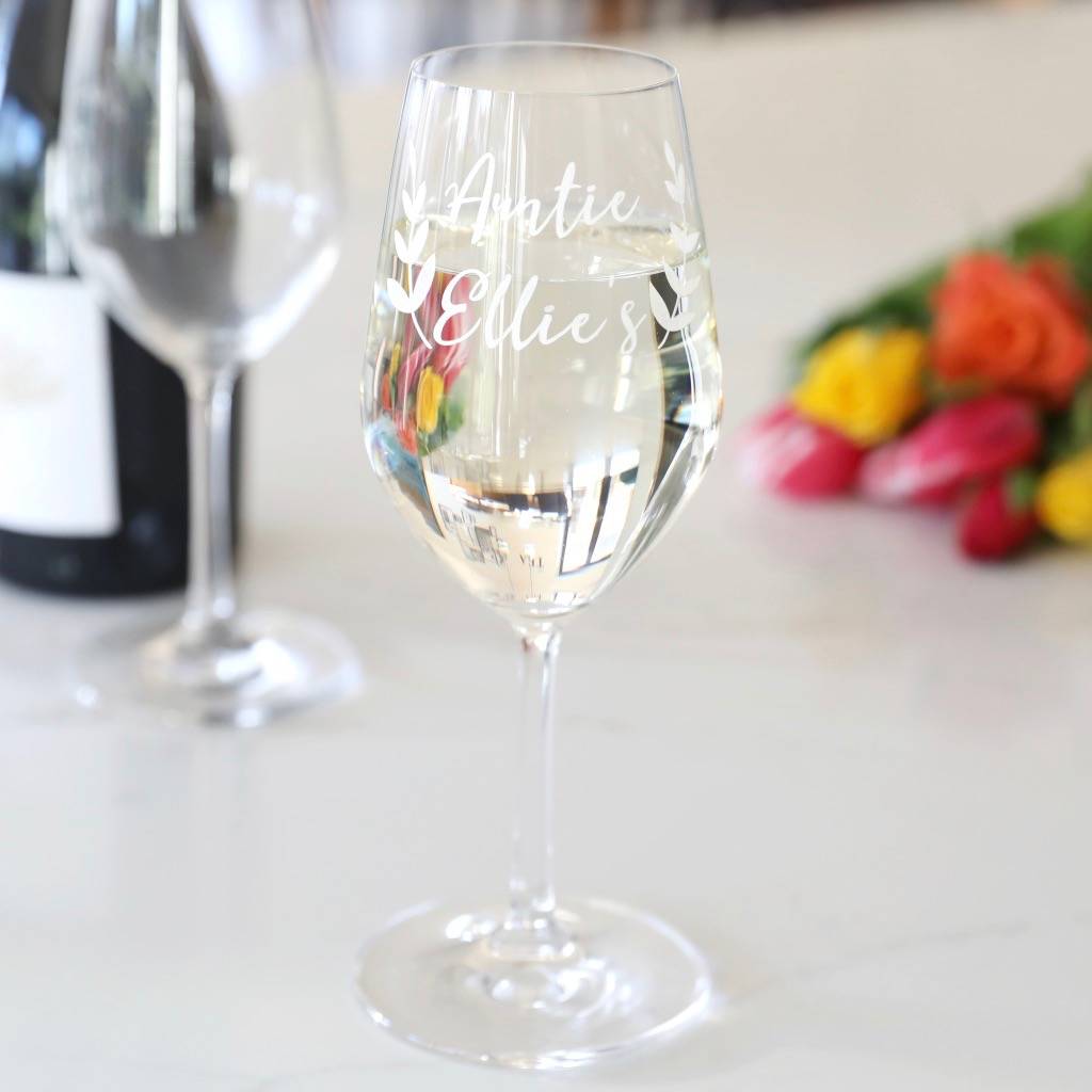 Personalised Name Floral Wine Glass By Lisa Angel