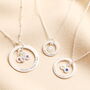 Personalised Name Sterling Silver Family Ring And Birthstone Charm Necklace, thumbnail 1 of 7