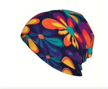 Soft Chemo Headwear Beanie Hat Bandana Bright Flowers, 5 of 5