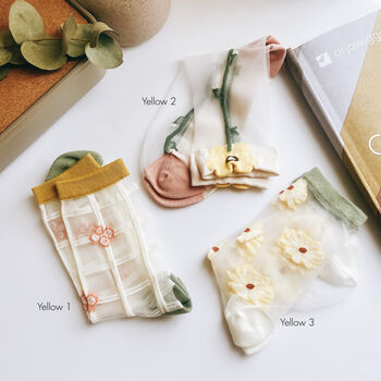 Retro Floral Mesh Socks, Gift For Mum, 9 of 10
