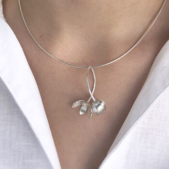 Silver Flower And Bud Pendant, 3 of 4