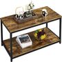Industrial Coffee Table For Living Room, Large Side Table With Metal Leg And Storage Shelf, Grey, 100x50x45cm, thumbnail 10 of 10
