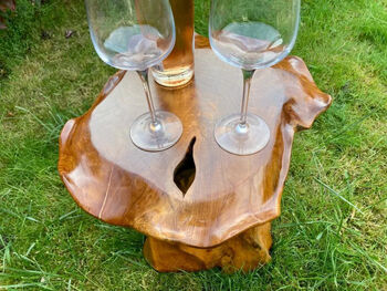 Handcrafted Mushroom Side Lamp Table Natural Wooden Furniture, 4 of 4