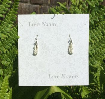 White Feather Delicate Drop Earrings, 2 of 3