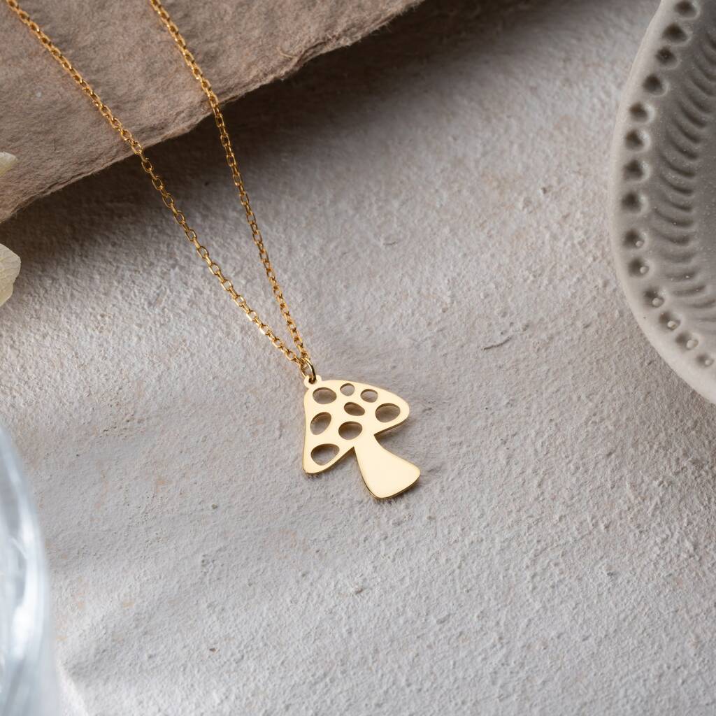 Sterling Silver Mushroom Necklace, 1 of 9