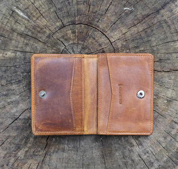 Personalised Tan Leather Card Holder – Slim Rfid Wallet, 4 of 9