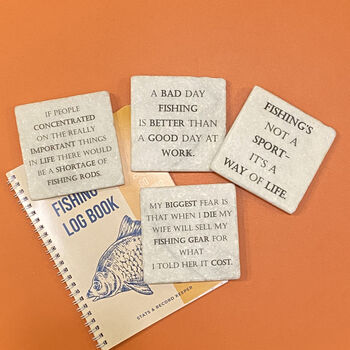 Set Of Four Marble Fishing Quotes Coasters, 2 of 2
