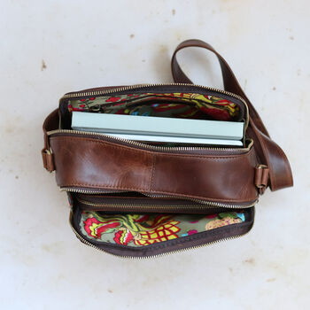 Leather Pocket Shoulder Bag, Distressed Brown, 5 of 6