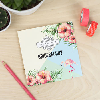 'Will You Be My Bridesmaid' Flamingo Card, 2 of 3