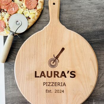 Personalised Round Wooden Pizza Board, 7 of 9