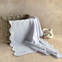 Pure Cashmere Scalloped Edge Baby Blanket In Soft Blue, thumbnail 2 of 7