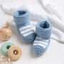 Baby Cotton Striped Booties Easy Knitting Kit, thumbnail 1 of 10