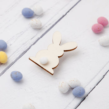 Wooden Bunny Easter Badge With Pom Pom Tail, 3 of 3