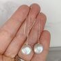 Coin Pearl Threader Earrings, thumbnail 3 of 7
