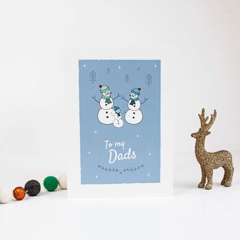 'To My Dads' Christmas Card For Gay Dads, Snowmen, 2 of 9