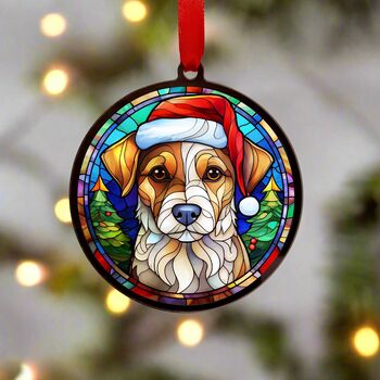 Jack Russell In Santa Hat Suncatcher Decoration, 5 of 6