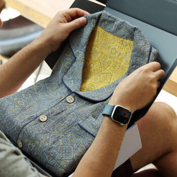 Personalised Men’s Heritage Jacquard Pyjama Set – Pure Cotton, 3 of 12