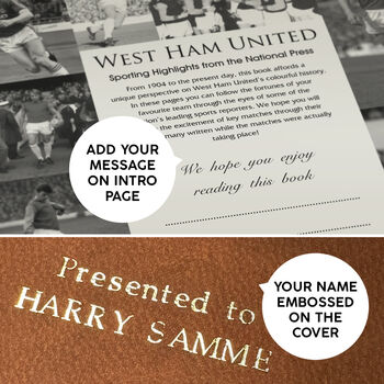 West Ham United Personalised Football Gift Hammers Newspaper History Book, 11 of 12