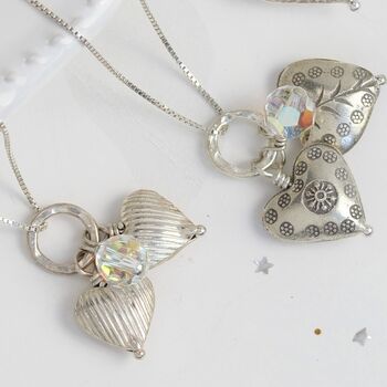 Double Sterling Silver Heart Necklace, 3 of 11