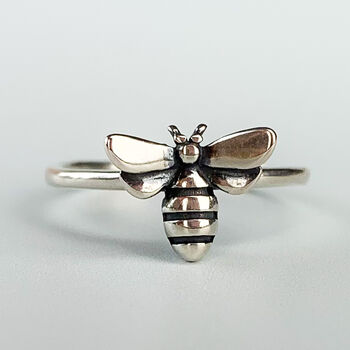 Sterling Silver Adjustable Bumble Bee Midi Ring, 2 of 5