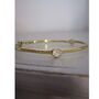 925 Silver Tri Stone Bangle, Gold Plated + Moonstone, thumbnail 4 of 5