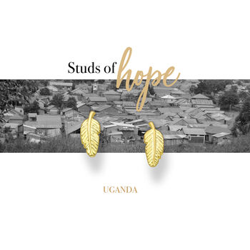Ethical Gold Plated Feather Stud Uganda, 4 of 7