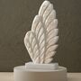 White Marble Feather Wing Sculpture With Gold Detailing, thumbnail 2 of 4