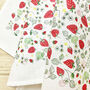 Strawberries Print Cotton Tea Towel, thumbnail 2 of 5