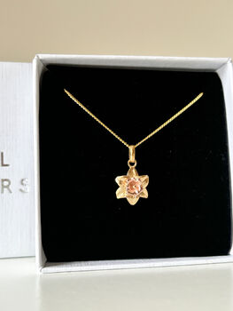 Gold Daffodil Pendant Necklace, 7 of 8