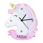 Personalised Unicorn Shape Wooden Clock, thumbnail 4 of 5