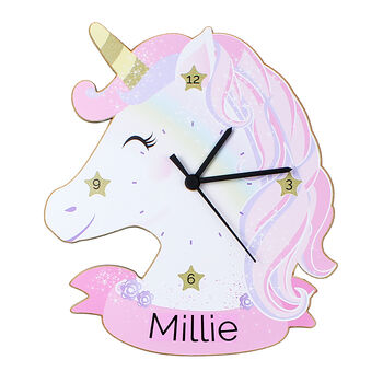 Personalised Unicorn Shape Wooden Clock, 4 of 5