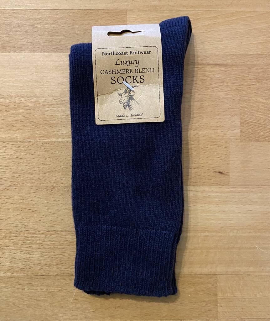 Mens Cashmere Blend Socks Navy Blue By Lily King