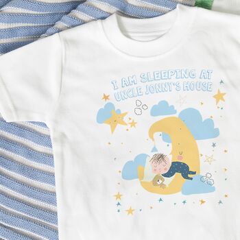 Personalised Moon And Stars Sleeping Baby Boy T Shirt, 3 of 4