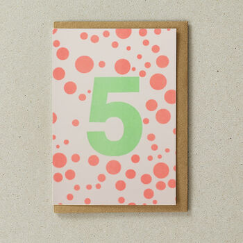 Colourful 5th Birthday Risograph Greeting Card, 2 of 2