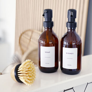 Amber Bottle With White Personalised Label And Black Pump, 8 of 11