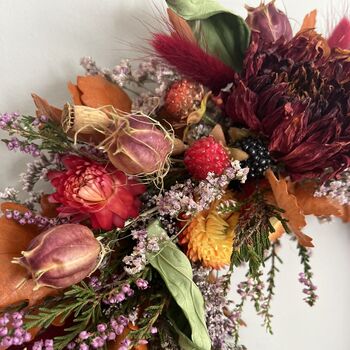 Dahlia, Heather And Blackberry Mini Autumn Wreath, 4 of 10