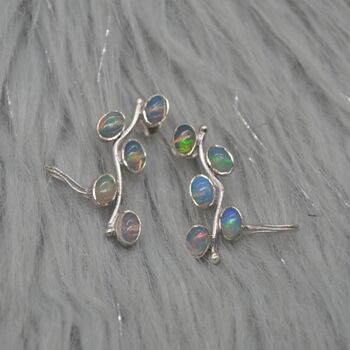 Fire Opal Silver Earrings: October Birthstone, 4 of 7