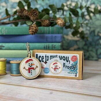 Ice To Meet You, Frosty! Christmas Mini Matchbox Cross Stitch Kit, 2 of 6