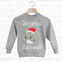 Joyeux Narwhal Kids Christmas Sweatshirt, thumbnail 3 of 5