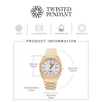 Gold Stainless Steel Wrist Watch For Men, 7 of 8