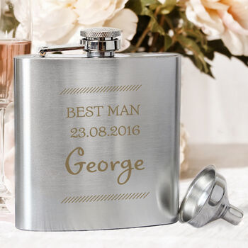 Personalised Classic Engraved Stainless Steel Hip Flask, 8 of 8