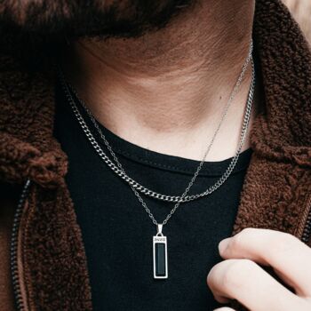 Gold Plated Onyx Verge Rectangular Gemstone Pendant Necklace For Men, 6 of 12