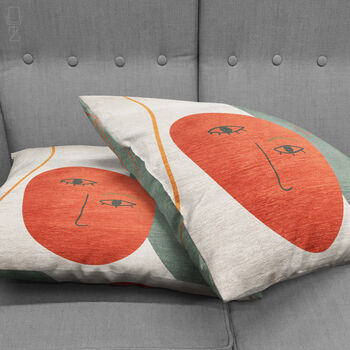 Abstract Orange Face Pattern Cushion Cover, 4 of 7