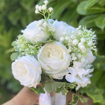 The Georgina White Rose And Peony Bridal Bouquet, 7 of 12