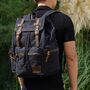 Canvas Backpack Rucksack With Leather Trims, thumbnail 1 of 10