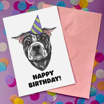 Personalised Cropped Pitbull Dog Dad Father's Day Card, 8 of 12