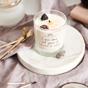 Healing Affirmation Crystal Candle With Three Crystals, 3 of 5