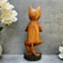 32cm Handcarved One Leg Yoga Cat Wooden Ornament Gift, thumbnail 4 of 12