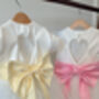 Cap Sleeve Flower Girl Tutu Dress With Heart Back And Large Satin Bow – Wedding And Special Occasion Dress For Girls, thumbnail 4 of 10