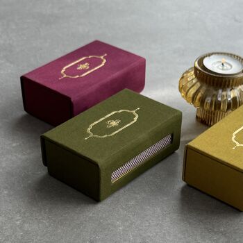 Ultimate Companion Refillable Matchbox With Golden Bee Motif, 3 of 12